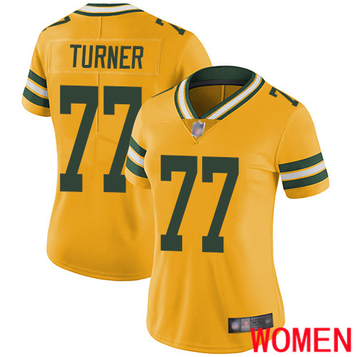 Green Bay Packers Limited Gold Women #77 Turner Billy Jersey Nike NFL Rush Vapor Untouchable->green bay packers->NFL Jersey